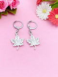 Maple Leaf Charm Silver Earrings, N5142A