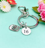 Firefighter Helmet Badge Number Charm Keychain, Fireman Gifts Ideas, Personalized Customized Made to Order, N1242C