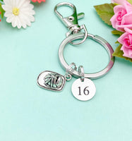 Firefighter Helmet Badge Number Charm Keychain, Fireman Gifts Ideas, Personalized Customized Made to Order, N1242A