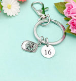 Firefighter Helmet Badge Number Charm Keychain, Fireman Gifts Ideas, Personalized Customized Made to Order, N1242A