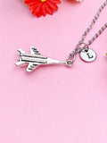 Fighter Jet Airplane Charm Silver Necklace, N5825
