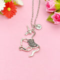 Unicorn Skeleton Charm Necklace, Silver Necklace, N5146