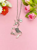 Unicorn Skeleton Charm Necklace, Silver Necklace, N5146