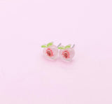 Peach Slice Earrings, Silver Stud Earrings, Surgical Stainless Steel, N6063