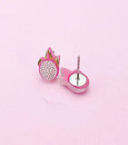 Dragon Fruit Slice Silver Stud Earrings, Surgical Stainless Steel, N6064