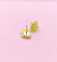 Corn Cob Silver Stud Earrings, Surgical Stainless Steel, N6065