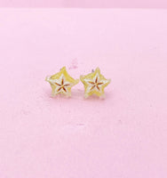Starfruit Carambola Silver Stud Earrings, Surgical Stainless Steel, N6066