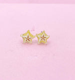 Starfruit Carambola Silver Stud Earrings, Surgical Stainless Steel, N6066