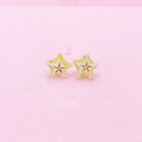 Starfruit Carambola Silver Stud Earrings, Surgical Stainless Steel, N6066