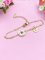 Compass Charm Bracelet, Graduation Gift, D454