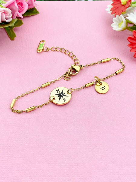 Compass Charm Bracelet, Graduation Gift, D454