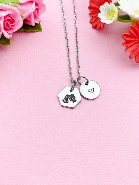 Aquarius Water Bearer Charm Necklace, Silver Necklace, D514