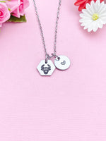 Taurus Bull Charm Necklace, Silver Necklace, D516