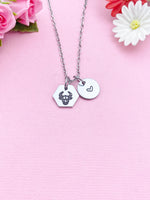 Taurus Bull Charm Necklace, Silver Necklace, D516