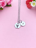 Capricorn Sea Goat  Charm Necklace, Silver Necklace, D518