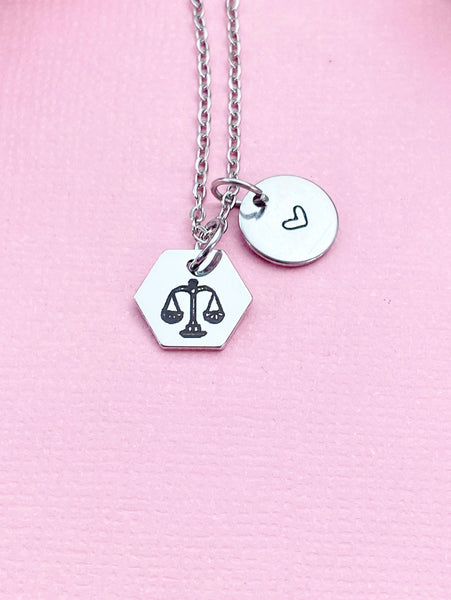 Libra Scales Charm Necklace, Silver Necklace, D519