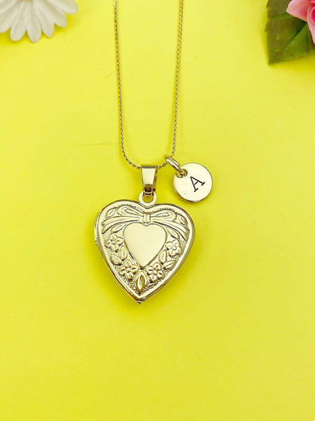 Locket Bow knot Necklace, Love, Keepsake Photo Frame, N4043A