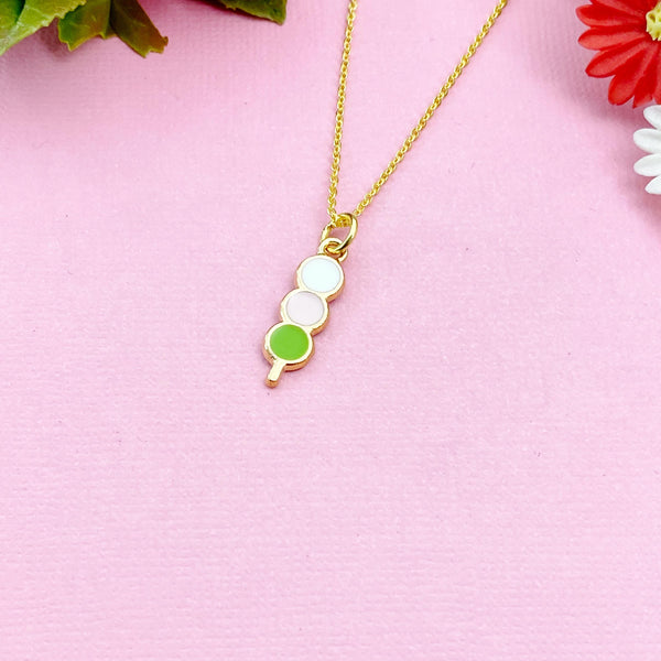 Japanese Dumpling Dango Charm Gold Necklace, N4879