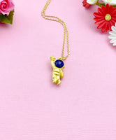 Astronaut Reach Star Charm Gold Necklace, Birthday Gifts, N5185A