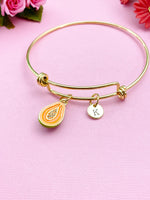 Papaya Charm Bracelet Bangle, Gold, Orange Papaya Charm, N5726B