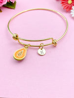 Papaya Charm Bracelet Bangle, Gold, Orange Papaya Charm, N5726B