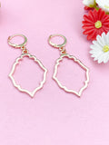 Rose Gold Rhombus Charm Earrings, Rhombus Flower Charm, Geometric Jewelry, Girlfriend Gift, N2781