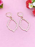 Rose Gold Rhombus Charm Earrings, Rhombus Flower Charm, Geometric Jewelry, Girlfriend Gift, N2781