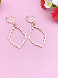 Rose Gold Rhombus Charm Earrings, Rhombus Flower Charm, Geometric Jewelry, Girlfriend Gift, N2781