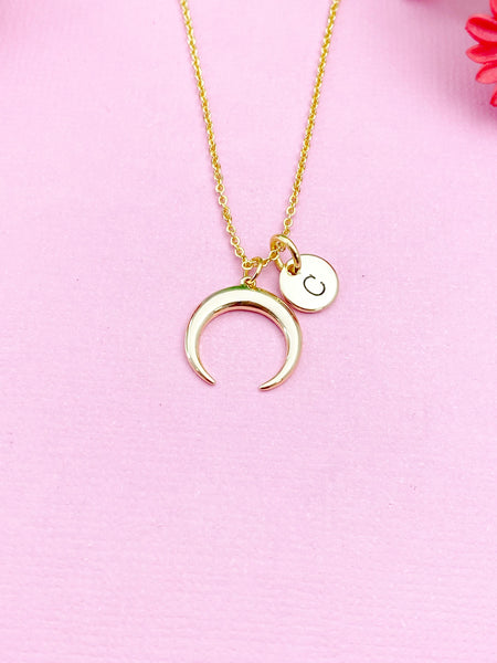Crescent Moon Charm Gold Necklace, N3039