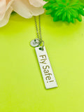 Fly Safe Charm Silver Necklace, D528