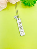 Fly Safe Charm Silver Necklace, D528