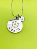 Soccer Ball Coach Charm Silver Tarnish Resistant Necklace, D537