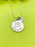 Soccer Ball Coach Charm Silver Tarnish Resistant Necklace, D537