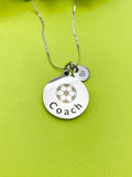 Soccer Ball Coach Charm Silver Tarnish Resistant Necklace, D537