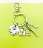 Best Dad Initial Keychain, Handyman Tool Charms