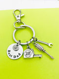 Best Dad Initial Keychain, Handyman Tool Charms