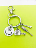 Best Dad Initial Keychain, Handyman Tool Charms
