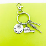 Best Dad Initial Keychain, Handyman Tool Charms