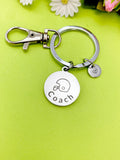 Football Coach Charm Silver Keychain, D535A