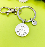 Football Coach Charm Silver Keychain, D535A