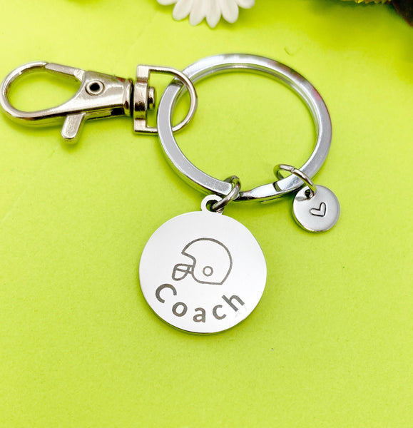 Football Coach Charm Silver Keychain, D535A