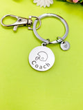 Football Coach Charm Silver Keychain, D535A