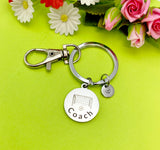 Soccer Coach Charm Silver Keychain, D536A