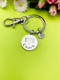 Soccer Coach Charm Silver Keychain, D536A