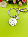 Lacrosse Stick Coach Charm Silver Keychain, D490A