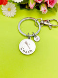 Lacrosse Stick Coach Charm Silver Keychain, D490A