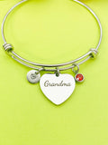 Grandma Heart Charm Bracelet in Silver, D549