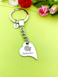 Godmother Sunflower Heart Keychain, Godmother Gifts, Godmother Jewelry, Mother's Day Gift, Godmother Goddaughter Gift, D551