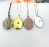 Flower Locket Necklace, Keepsake Photo Frame Charm, D322