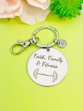 Fitness Barbell Charm Keychain, D558